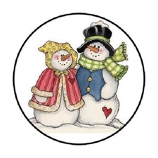 48 Snowman 4 ENVELOPE SEALS LABELS STICKERS 1.2" ROUND