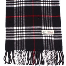 Women's Scarf Black Stewart Check Plaid Tartan Long Warm Soft for Winter 72"x12"