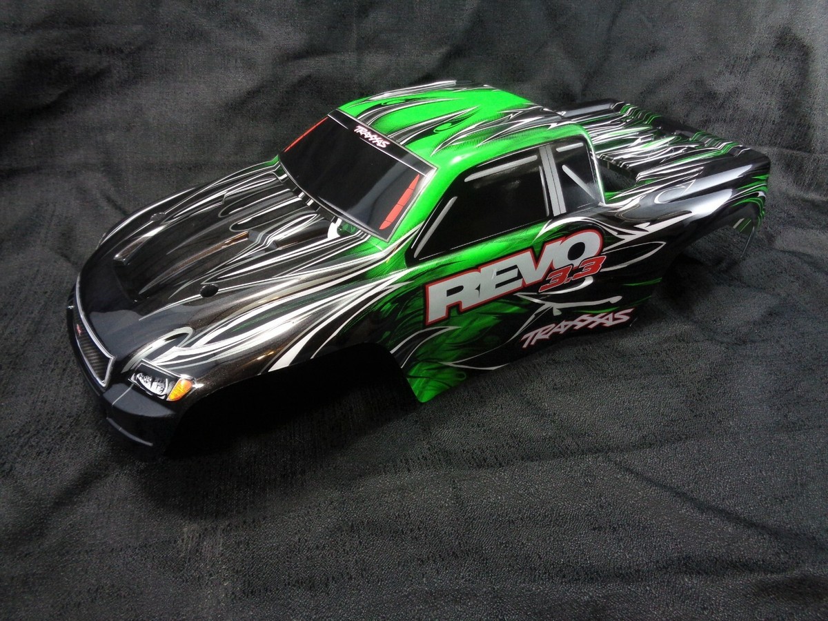 New Traxxas Nitro Revo Green Black Painted Body Shell with Decals