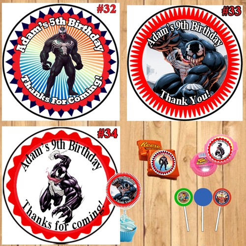 Superhero Avengers Birthday Stickers Round Favor Labels 1 Sheet Personalized - Picture 9 of 9