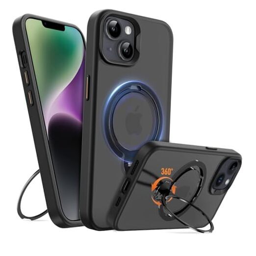 360° Rotatable Stand for Case, Compatible with iPhone 14/13 Frosted Black