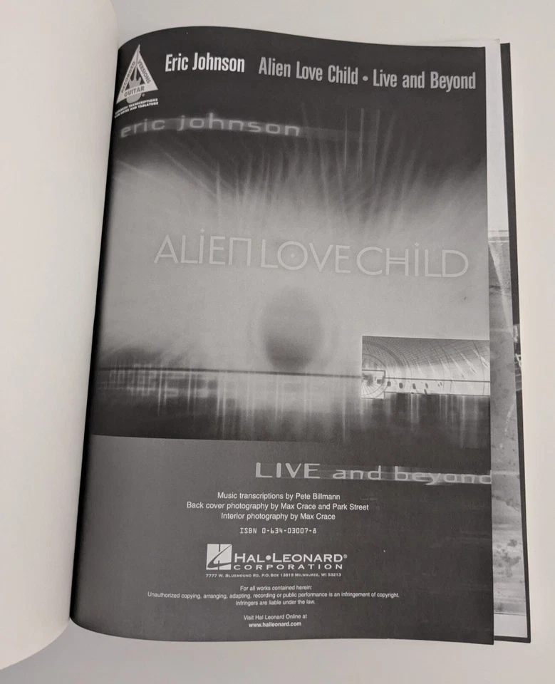 ERIC JOHNSON Alien Love Child Live And Beyond - Guitar Tab Music Score Song Book - Image 2 of 4
