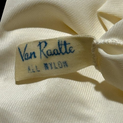 Abito vintage Van Raalte crema avorio lotto pizzo completo nylon slip completo taglia 34 M - Foto 7 di 8