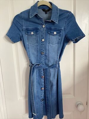 Ladies Lipsy Denim Button Tie Belt Dress UK Size 8 | eBay UK