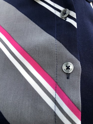 Ladies Tommy Hilfiger Striped Blouse Size 12 Blue Grey White Pink 42” Bust L/S - Picture 4 of 10