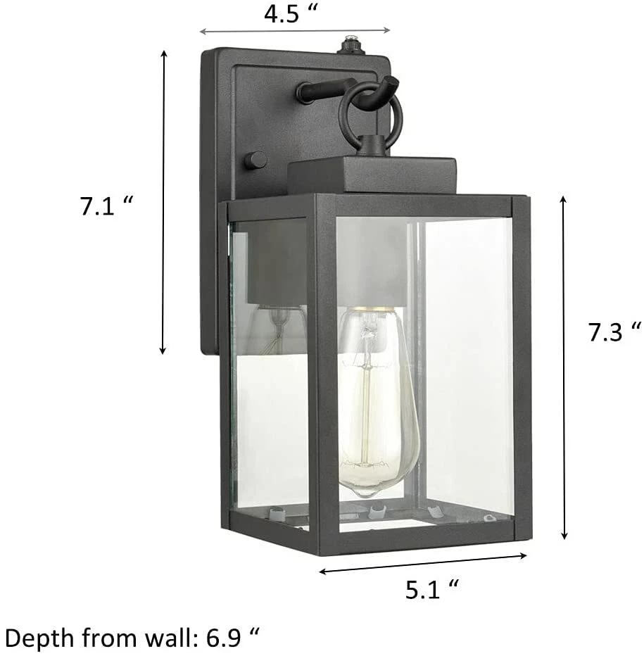 Luz de porche exterior luz de montaje en pared con atardecer a amanecer | Paquete de 2 iluminación exterior Foto 3 de 4