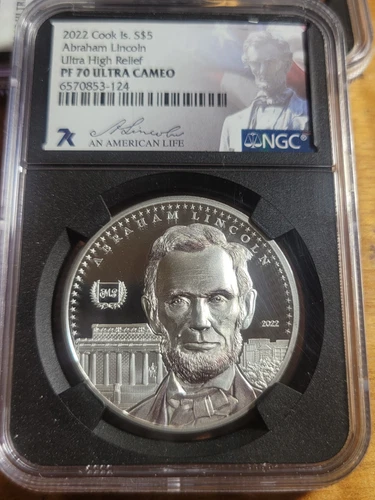 2022 Cook Islands ABRAHAM LINCOLN by Miles Standish 1 Oz Silver  NGC PF70 High R