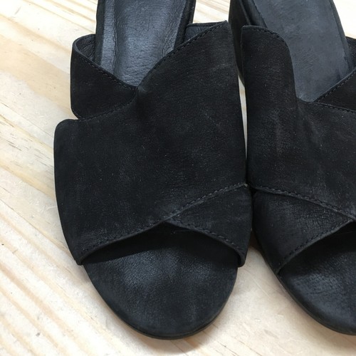 Eileen Fisher Sandal Womens 7 Black Haven Open Toe Slip On Block Casual Suede - Picture 7 of 18
