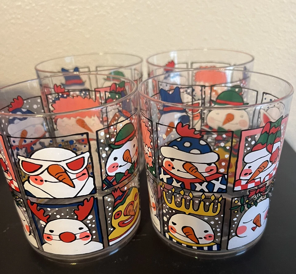 Dept 56 Christmas Low Ball Set Of 4 Glasses Acrylic Sampler Stack 4” Vintage - Image 2 of 4