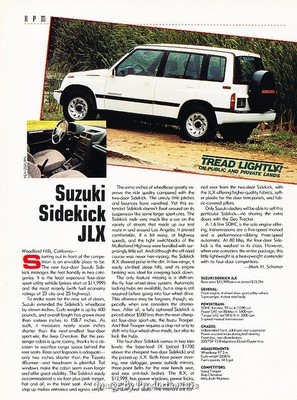 1991 Suzuki Sidekick JLX 4-door Original Car Review Print Article
