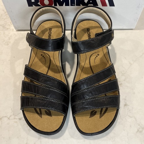 Romika NEW Ibiza Black Adjustable Comfort Walking Sandals Leather EU 42 11 - Picture 8 of 13