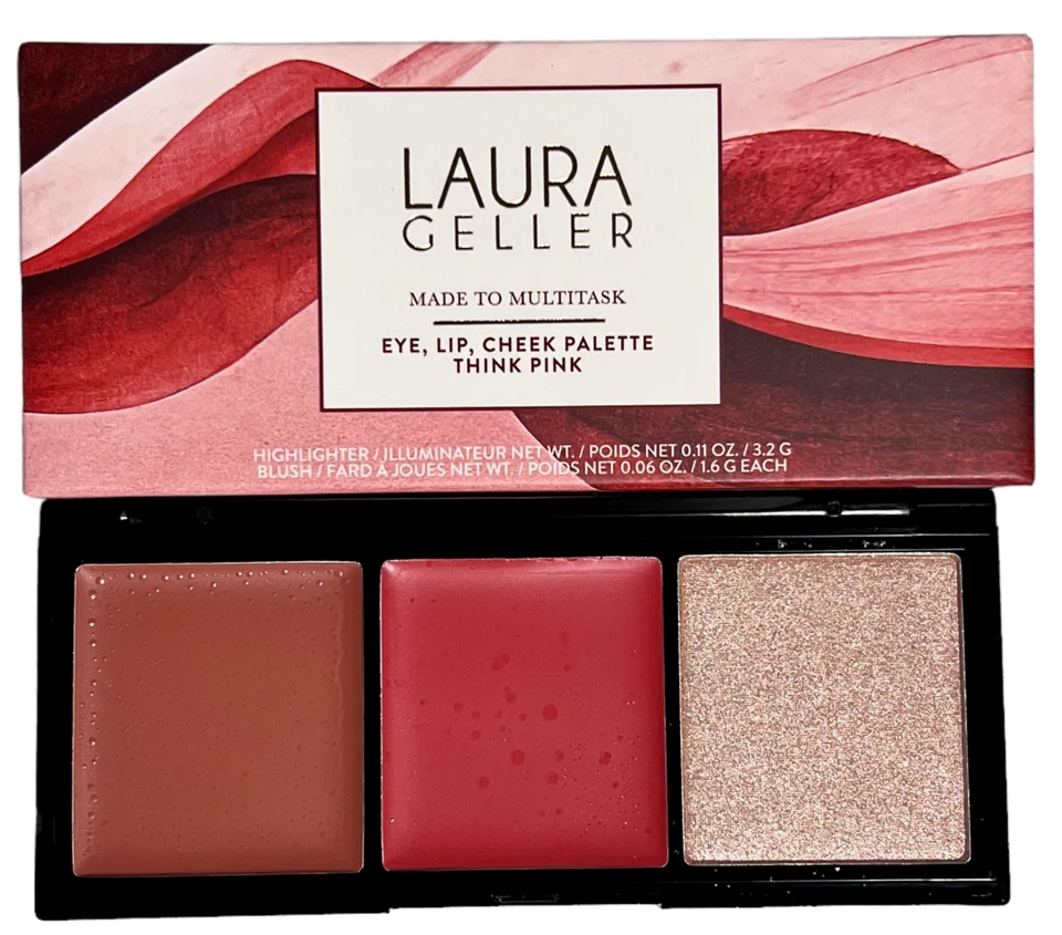 Laura Geller Made to Multitask Eye Lip Cheek Palette THINK PINK 3 Shades New - Image 4 of 4