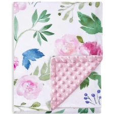 Baby Blanket for Girls Super Soft Double Layer Minky with Dotted Backing Rece...