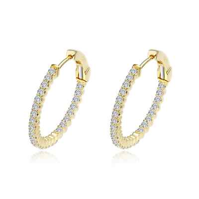 BRAND NEW Lafonn Yellow Gold Plated 1.08CTW Diamonds Hoop Earrings E3008CLG00