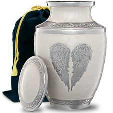 Angel Wings Urn White Cremation Urn for Human Ashes Adult  Heart Large Urn