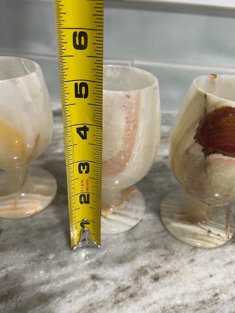 Alabaster Wine Goblets Handmade STUNNING Set Of 5 VTG | eBay