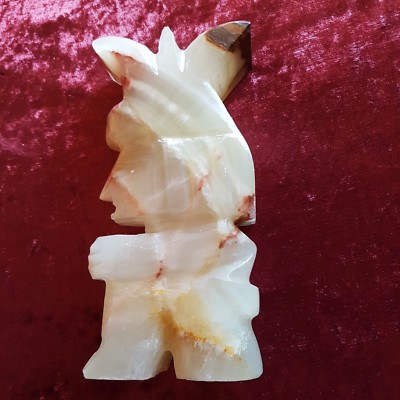 2 Buchstützen aus Stein Alabaster+ Indianer- 
