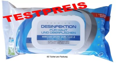 Aktion 3x60 Tücher/Pack PREMIUM Desinfekt.-/Hygienetücher f.Haut u. Oberfläche