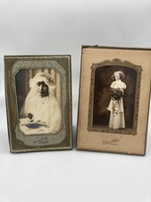 Antique Black and White Cabinet Photos Pictures Bride  First Communion