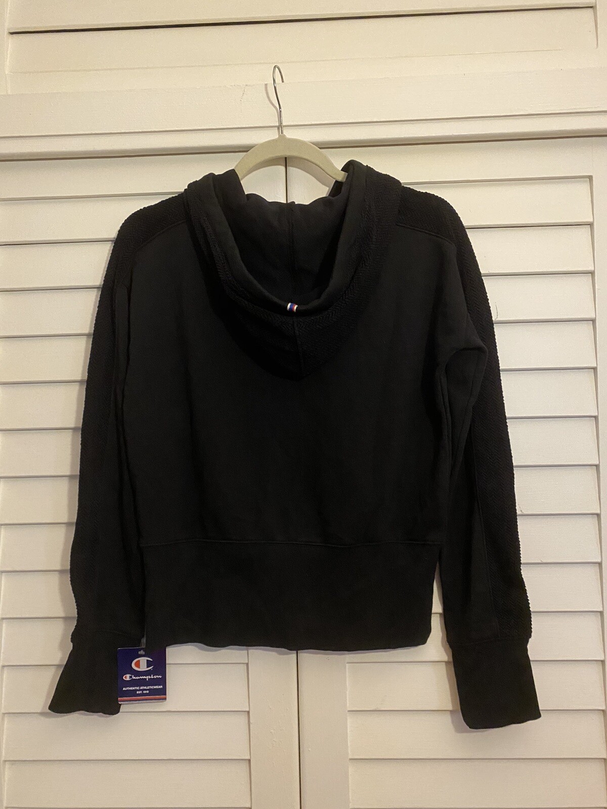 NEW Champion Women's Heritage Herringbone-Accent Zip Hoodie Jacket Size XS Black image 4