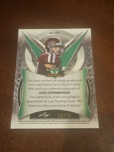 Jace Sternberger signed college rookie card signature autographed numbered /75 - Picture 2 of 2