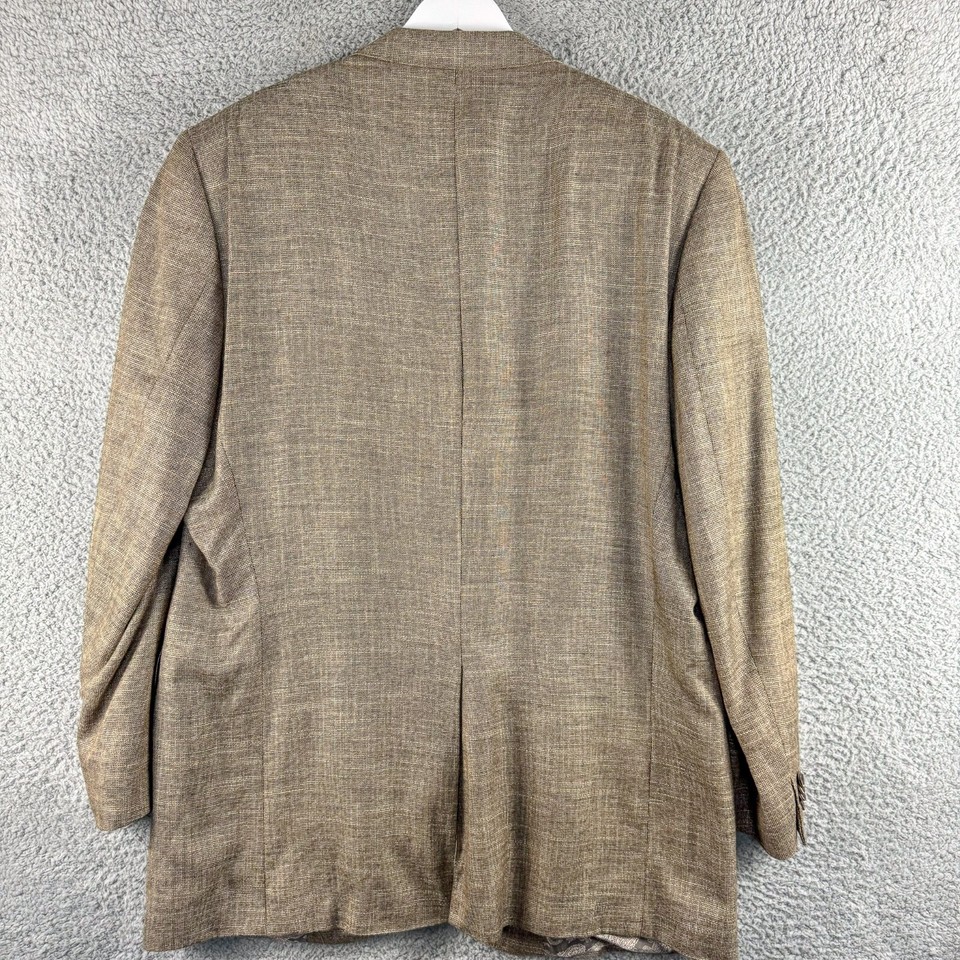Jack Victor Executive Collection Blazer Mens 46L Brown Plaid Tweed