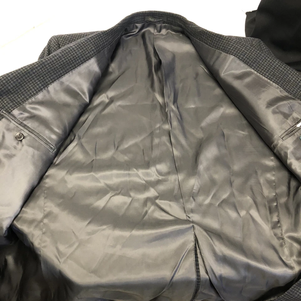 Ralph Lauren DESIGNER Black Sport Coat MODERN Gray CHECK Jacket Wool Blazer 46 R - Image 4 of 4