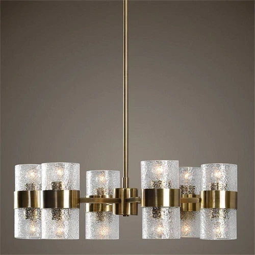 Uttermost Marinot 12-Light Iron and Glass Chandelier in Antique Brass - Picture 2 of 6