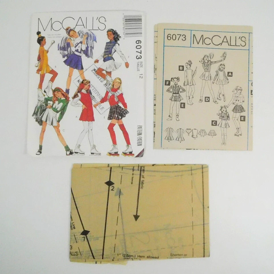 McCalls 6073 Girls Costume Pattern Sz 12 Uncut Cheerleader Ice-Skating Majorette - Image 2 of 4