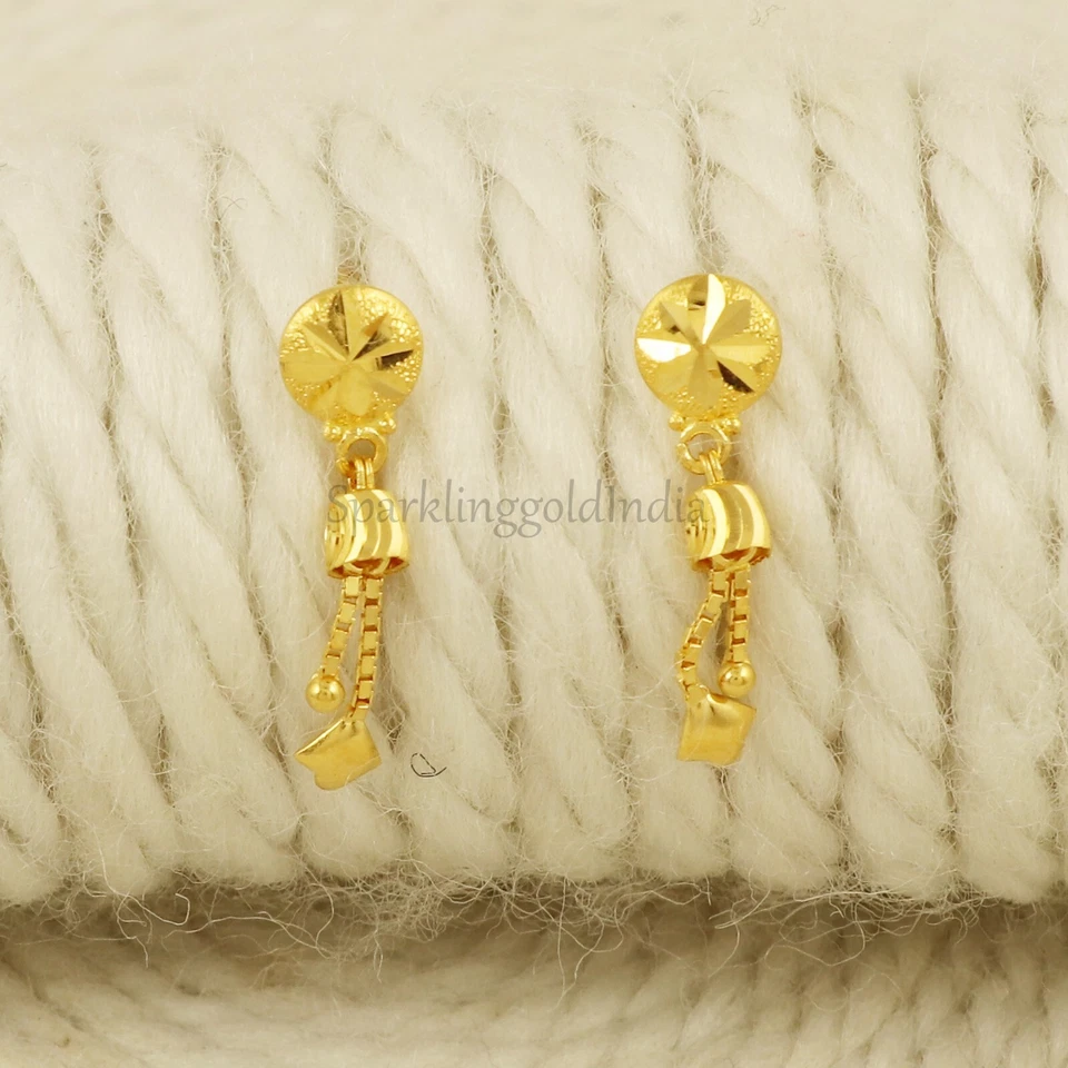 Pendiente colgante de oro amarillo 22k 916 con sello, hecho a mano 22kt OS3784 Foto 4 de 4