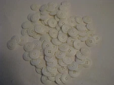  Bag of 100 Smooth Flat White 4-hole 7/8" Buttons