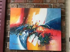 Oil  Painting on  Canvas- COLORFUL ABSTRACT-20"X 24"NEW/STRETCHED