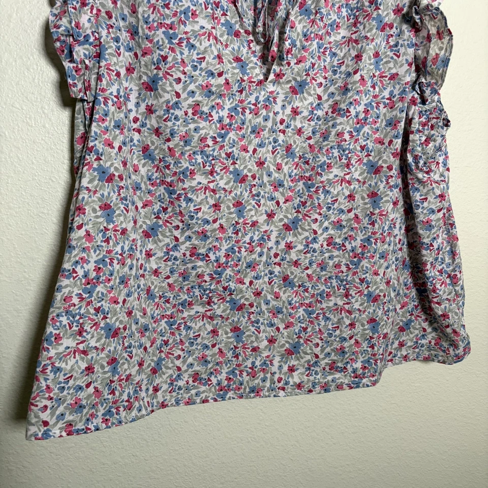 BB Dakota Steve Madden Blouse Women's XXL Floral V-Neck Short Sleeve Ruffle Top - Image 4 of 4