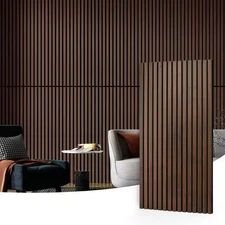 0.83 In. X 2 Ft. X 4 Ft. Dark Walnut Slat MDF Acoustic Decorative Wall Paneling,