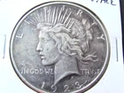 1923 D 1 Dollar "Peace Dollar" with extra hair-Circulated  XF