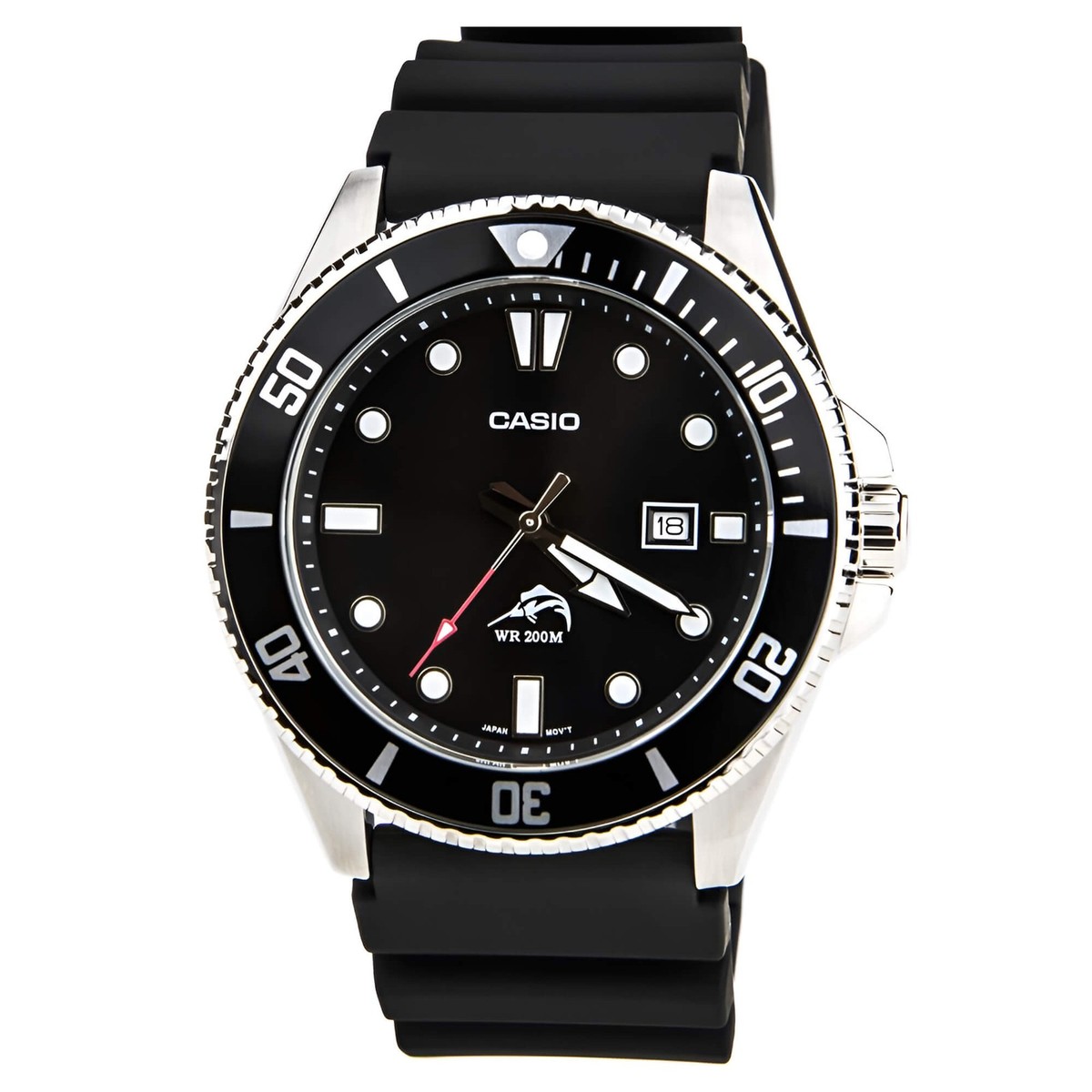 Casio Men's Watch Sports Japanese Quartz Black Dial Rubber Strap