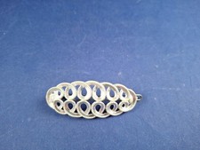 Vintage 1960's 60's Silver Tone Swirl Stlye Retro Plastic Hair Barrette 18-AG