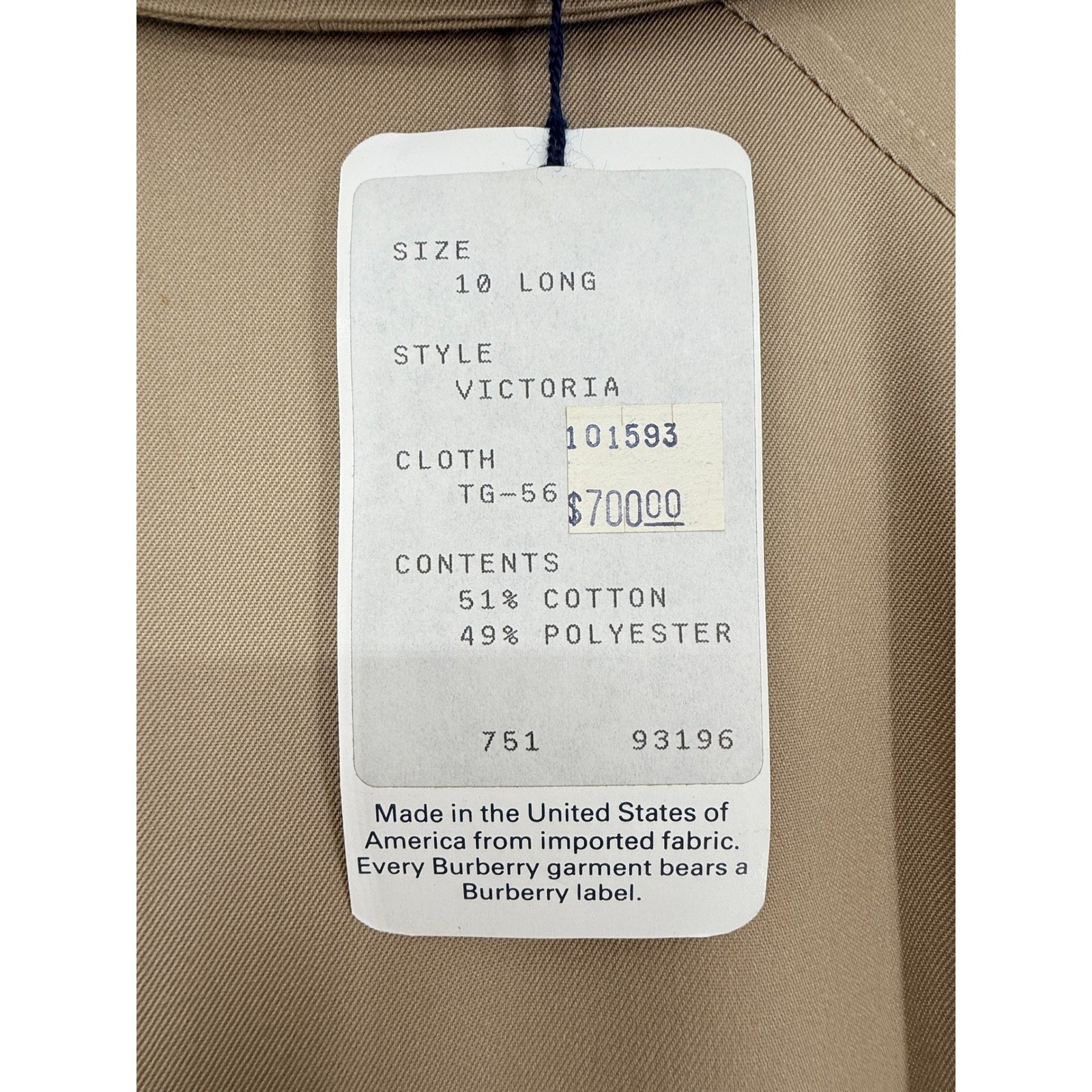 Vintage New Burberrys' of London Victoria Trench Coat Tan Belted Warmer 96' NWT image 5