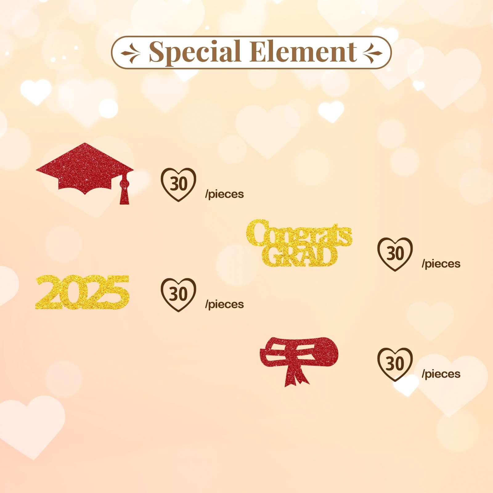 120 PCS Congrats Grad Confetti 2025 Graduation Class Of 2025 Paper Scatter