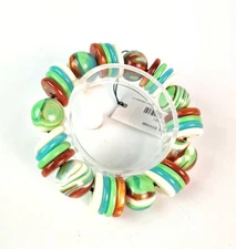 Sobral Eteria Divinia Marbled Orb & Disk Beads Artist Made Stretch Bracelet