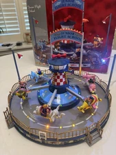 Lemax Carnival Ride 74703 Junior Flight School 2008 Lights Music Works Great