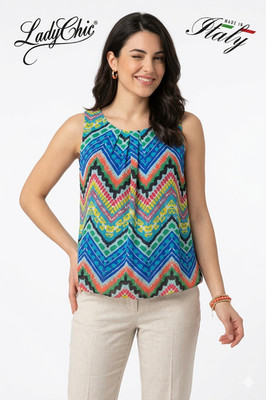 Lady Chic Frauen Tank Top Fantasie Breite Schulter A Snort Made IN Italy