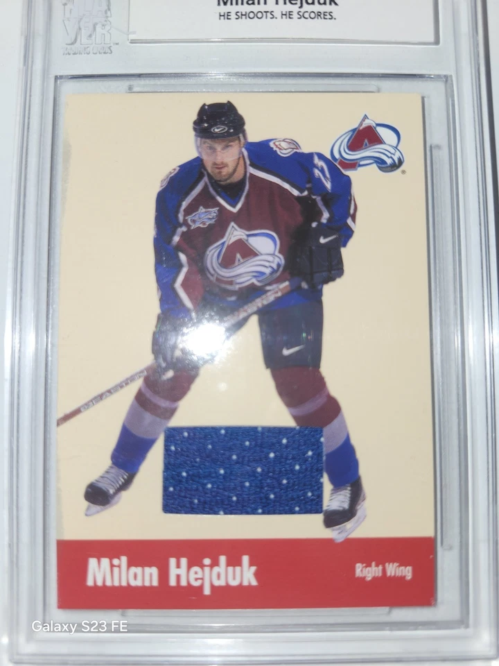 2001-02 in the Game Parkhurst Milan Hejduk He Shoots He Scores Redemption #4/20 - Image 2 of 4