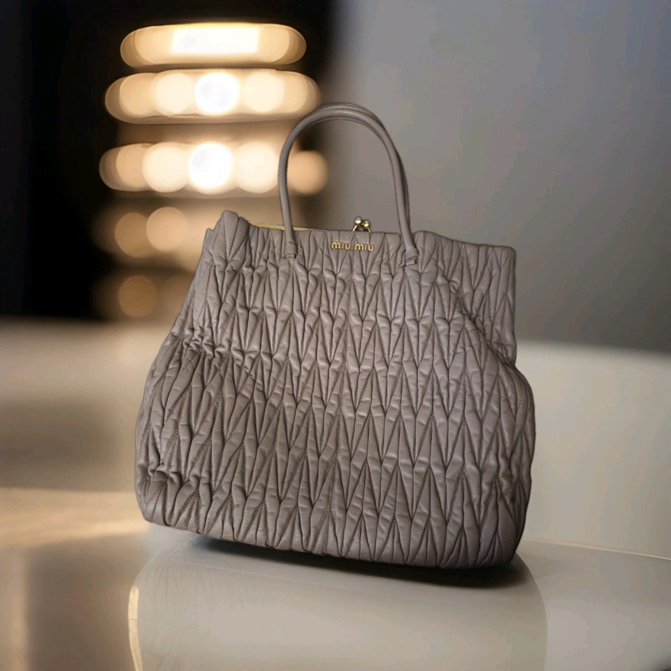 Miu Miu Matelasse Leather Shoulder Bag beige