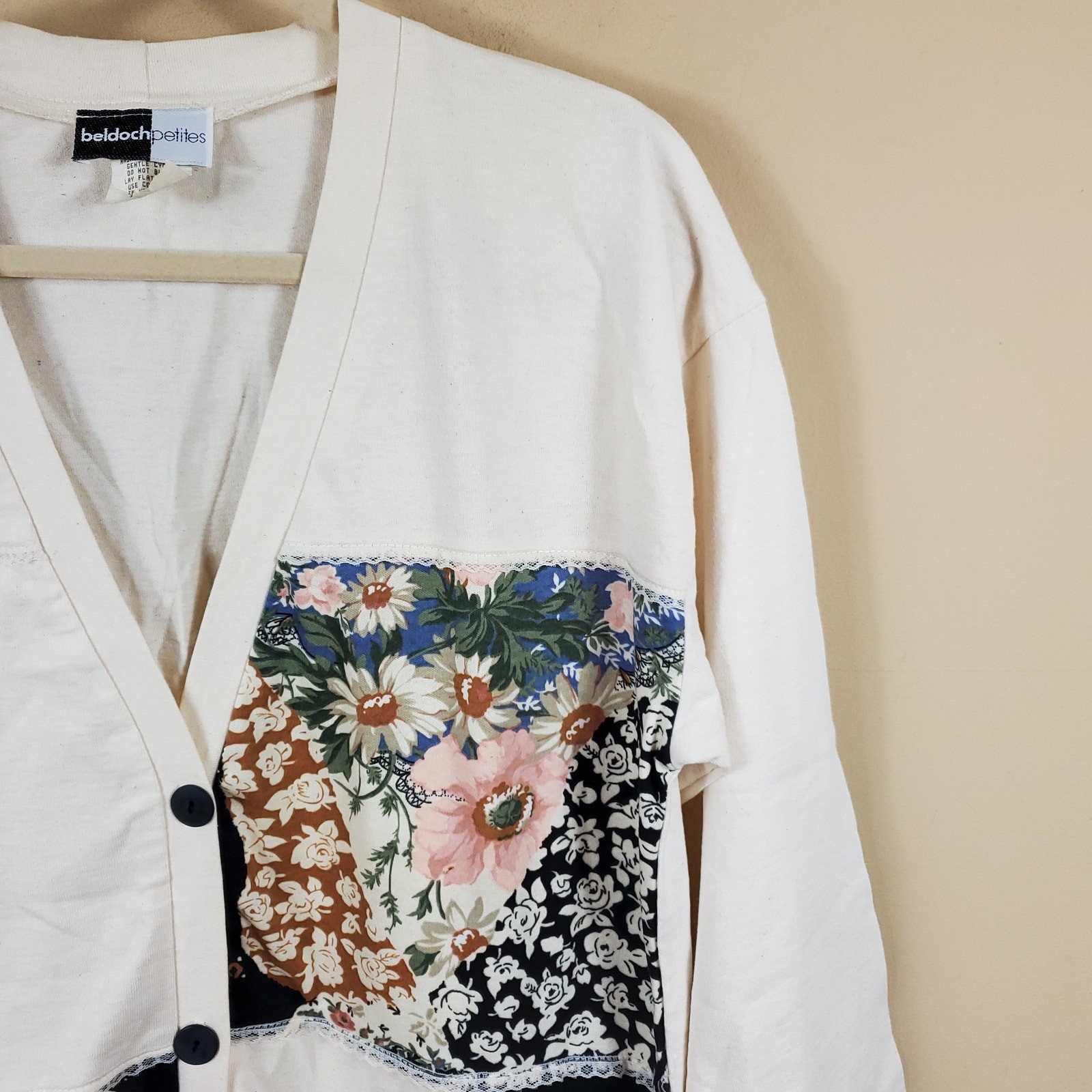 Vintage Beldoch Patchwork Button Up Cardigan Size… - image 2