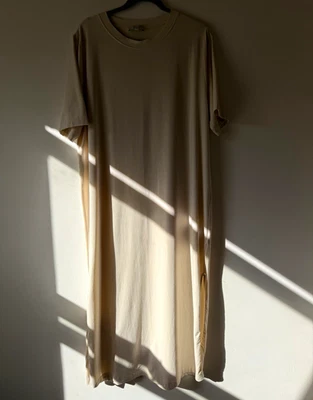 Damas L Beige COS Cuello Redondo Manga Corta Algodón Jersey Camiseta Vestido - Imagen 1 de 4