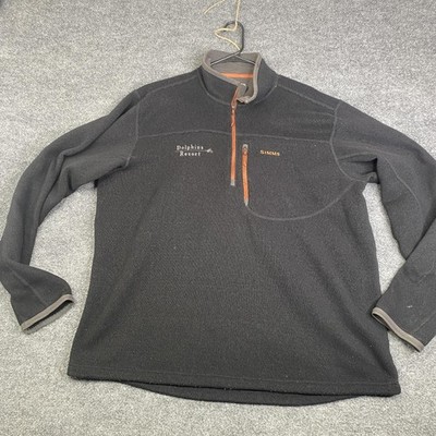 Simms Sweater Mens 2XL Gray Quarter Zip Fleece Dolphins Resort Fishing Pullover