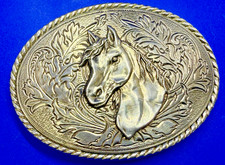 Gorgeous Horse Head Silver Color Swirl Ornate Western Rodeo Cowboy Belt Buckle