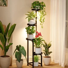 Bamworld Plant Stand with Grow Light, Corner Metal Flower Pot Stands for Mult...