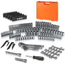 201-Piece Mechanics Tools Set, SAE & Metric Impact Socket Set, 1/2'', 1/4'', ...